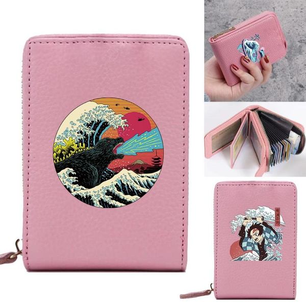 Portefeuilles Multi Slot Slim porte-cartes pour femmes sacs à main de créateur solide mignon petit portefeuille PU pochette sac à main vague série poche à monnaie