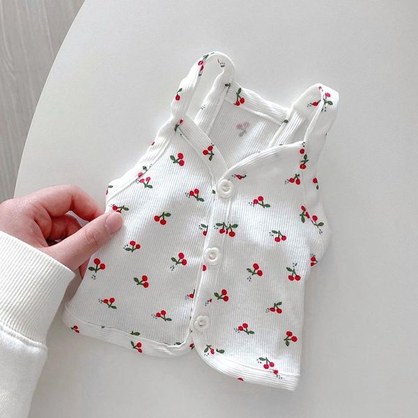 Vestuário para cães Korean Cherry Suspension respirável Pet Tank Top Summer Fruit Clothing Teddy Cool Open Shirt Fashion 230616