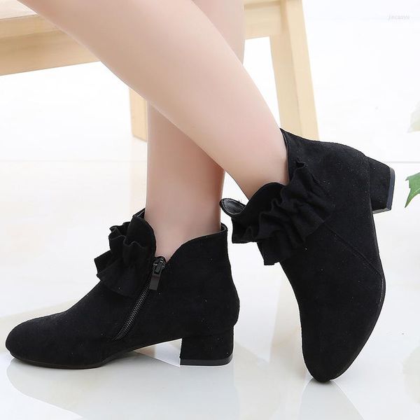 Botas 2023 Princesa Renda Salto Alto Meninas Neve Grande Crianças Inverno Tornozelo Sapatos Crianças Para 4 5 6 7 8 9 10 11 12 Anos