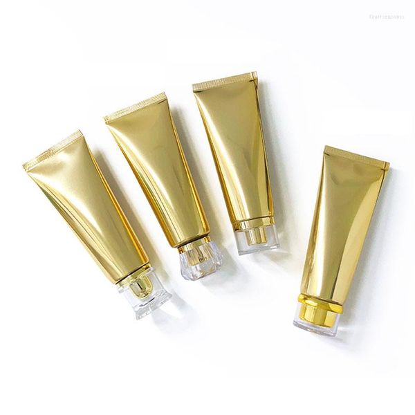 Aufbewahrungsflaschen 80 ml 50 teile/los Mode Make-Up Werkzeuge Zubehör Goldene Verpackungsbehälter Leere Lotion Schlauch Glänzend Squeeze Tube Weiche Röhren