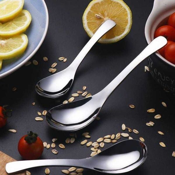 Новый металлический ужин ложки из нержавеющей стали Spoon Home Kitchen Используйте большие кафе мороженое круглый нижний дно кухонные гаджеты