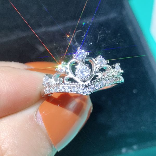 90% скидка короны лаборатория Diamond Cz Ring Ring 925 Стерлинговые обручальные кольца обручальные кольца для женских украшений для свадебного шарма