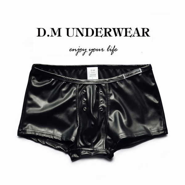 Unterhosen Design Herrenunterwäsche Niedrige Taille Sexy PU-Boxershorts Lederboxershorts für Bühnenauftritt 230615