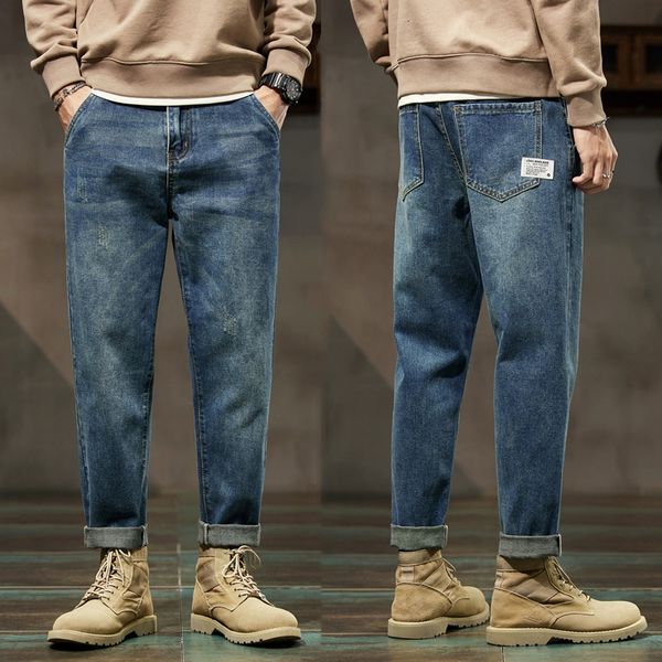 Mens Jeans Baggy Men Harém Pants Loose Fit Wide Leg Vintage Clothing Casual Masculino Jeans Calças Streetwear Bolsos Remendados HipHop Kpop 230615