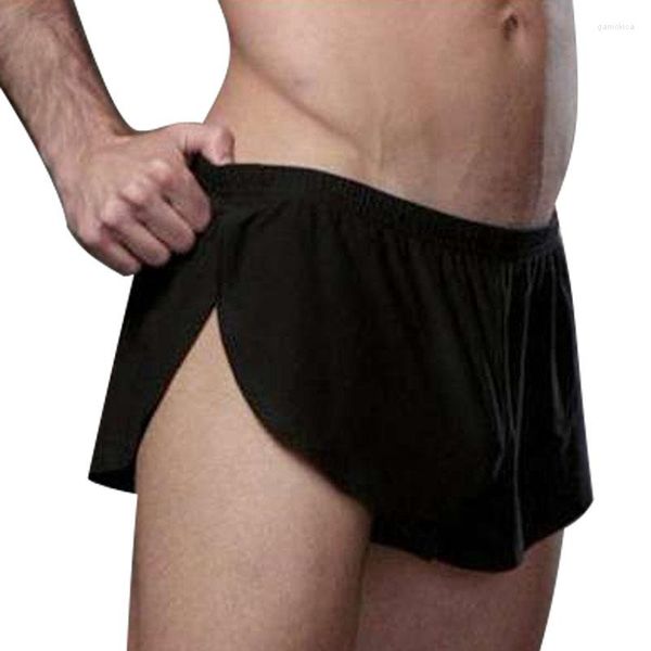 Cuecas 4 peças/lote Boxer Shorts Sexy Mens Boxers Underwear Confortável Gelo Seda Macio Cueca Gay Man Laterais Calcinha Dividida