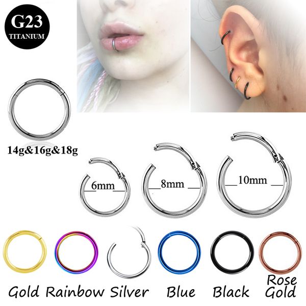 Labret Lip Piercing Jewelry 10PCS Commercio all'ingrosso G23 Segmento incernierato Anello Naso Capezzolo Setto Cartilagine Tragus Clicker Captive 230615