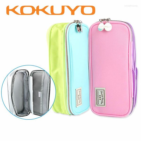 Estojo para Lápis Japão KOKUYO Bolsa Kawaii Dupla Camada Estuche Escolar Estuches de Grande Capacidade Para El Colegio Material Escolar