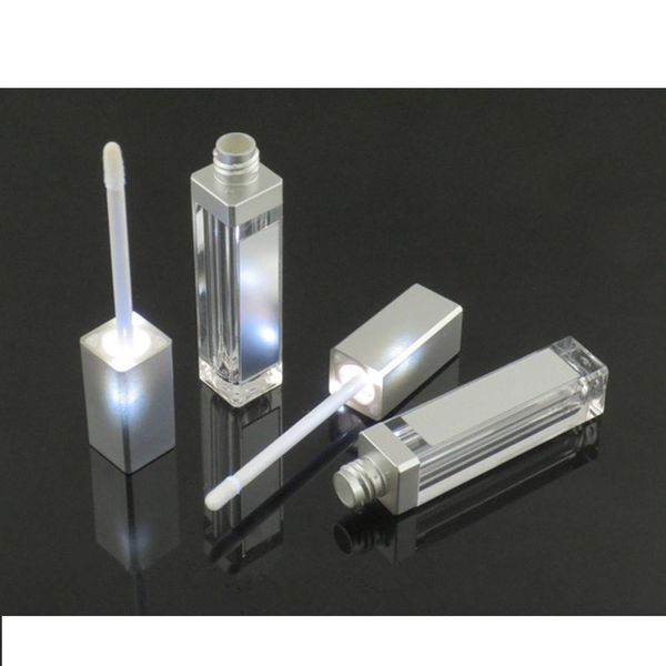 2020 7ml tubo quadrato lucidalabbra trucco vuoto bottiglia lucidalabbra con specchio luminoso a LED contenitori cosmetici trasparenti strumenti per il trucco DHL gratis