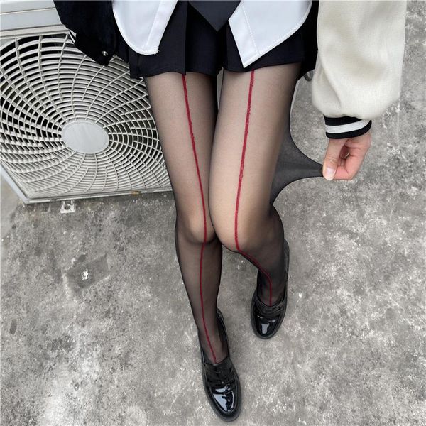 Meias femininas pretas sexy sem costura transparente meia-calça designer meia-calça moda verão lingerie gótica arrastão meia-calça soquete