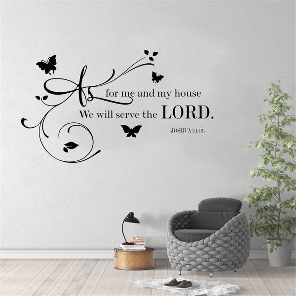 Come per me House We Will Serve the Lord Joshua 24 15 Quote Wall Decal Sticker Versetto della Bibbia Dio Religione Dicendo Vinyl Art