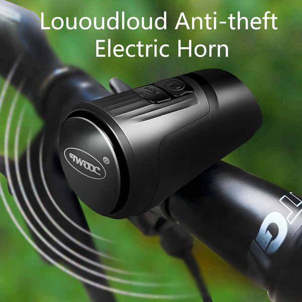Fahrradhupen TWOOC Elektrische Fahrradklingel USB wiederaufladbar 125 dB Sicherheitswarnung MTB Rennrad Anti-Diebstahl-Alarmhorn Fahrräder Zubehör 230616