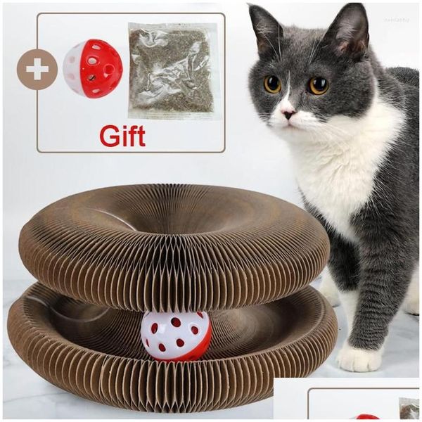 Giocattoli per gatti Giocattolo per animali domestici Mtifunction con palla Divertente Scratcher Board Proteggi mobili Gatti Chase Animali domestici interattivi Track Drop Delivery Home Dhlwf