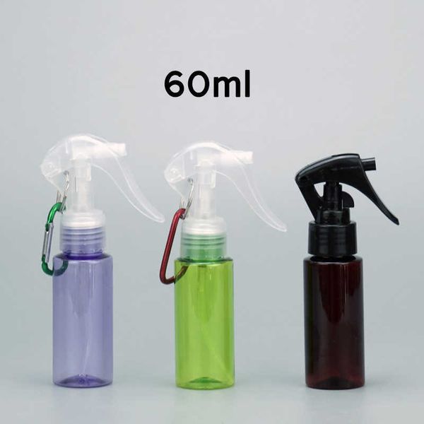 Nuovo 60ML Riutilizzabile Portatile Mini Formato Alcol Spray Bottiglia Disinfettante per le mani Viaggi Plastica Spray Portabottiglie Gancio Portachiavi Carrier