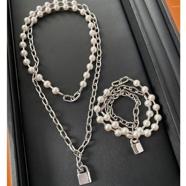 Ketten Berühmte Designer Marke Top Qualität 925 Silber Platin Überzogene Perle Kette Halskette Schloss Armband Frauen Luxus Hochzeit Schmuck
