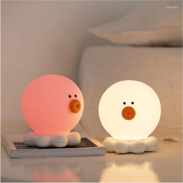 Luci notturne Octopus Silica Pat Light USB Creatività Regalo Sera Alimentazione per bambini Cartoni animati Lampada a LED da comodino