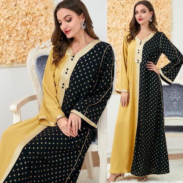 Abbigliamento etnico Eid Abito musulmano Ramadan Abaya Kaftan Jilbab Abiti lunghi Hijab Abaya per le donne Abito islamico Femme Musulmane 2XL