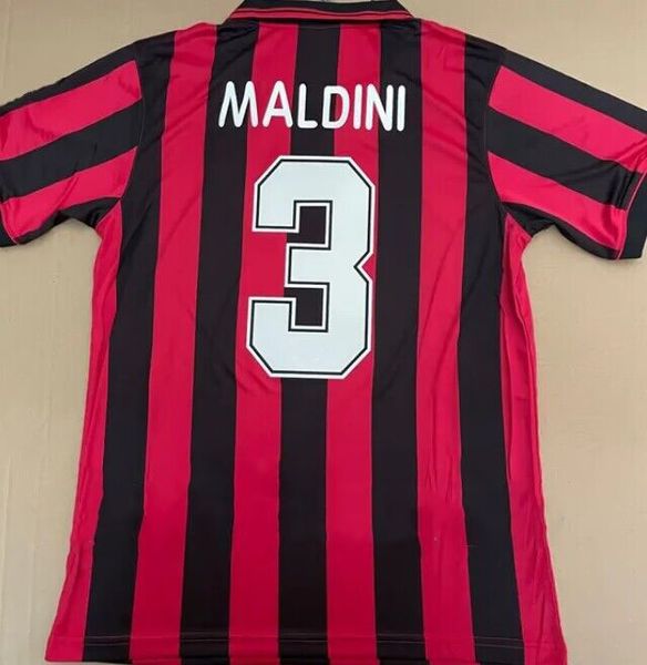 1995 1996 1997 Retro Jerseys de futebol Vintage Classic Maldini Inzaghi Pilro Milans Camisa de Futebol Maillot Kit Uniforme de Foot Ac Jersey 1992 1994