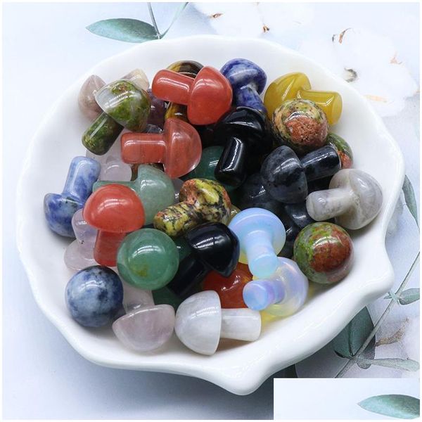 Pietre preziose sciolte Natural 20Mm Gemstone Mushroom Decoration Colorf Stone Crafts For Garden Yard Decor Drop Delivery Jewelry Dhnrs