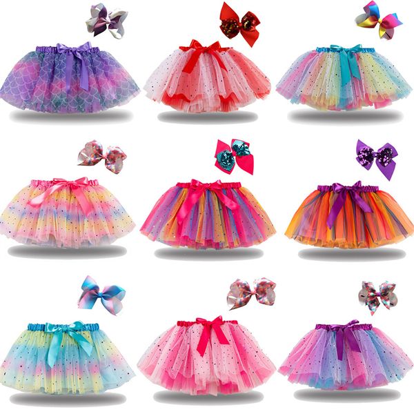 Partydekoration Mädchen-Tutu-Kleid in Bonbonfarben, Babyröcke mit Stirnband, Kinder-Festival-Tanzkleider, halblanger Prinzessinnenrock T9I002348