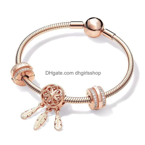 Braccialetti con ciondoli Braccialetto di marca di alta qualità Oro rosa Acchiappasogni di cristallo per le donne Regali di gioielli per feste Dropcharm Lars22 D Dhd3P