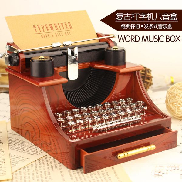 Oggetti decorativi Figurine Macchina da scrivere vintage Music Box per regaliHomeOfficeStudio Room Decor Decorazione Clockwork Creative 230616