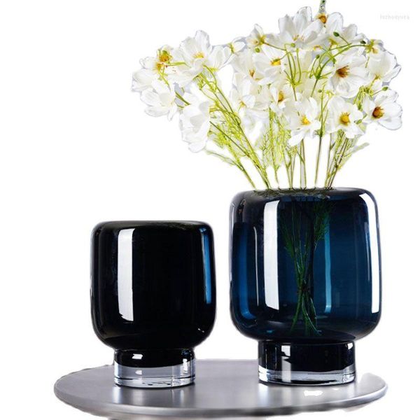 Vasos Sala de Estar Criativa Vaso de Vidro Ornamentos Nórdicos Azul Suave Cor Alta Decoração Mesa