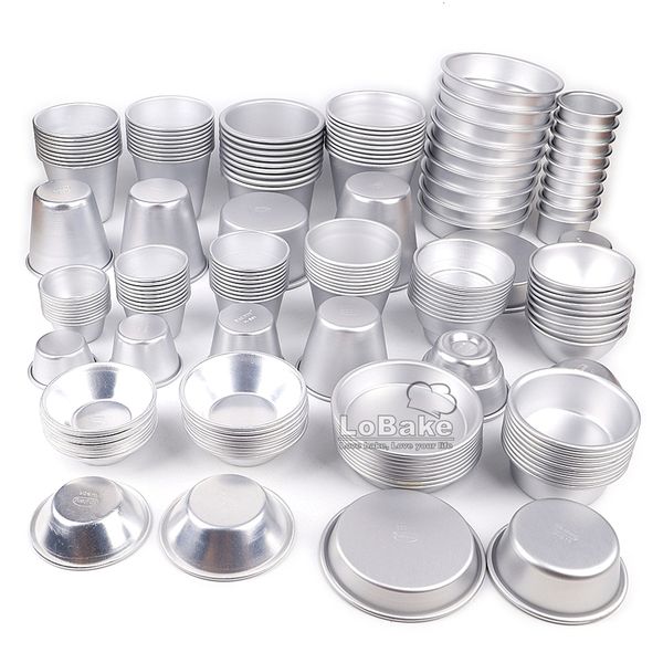 Moldes de cozimento 10pcslot Vários copos design moldes de copo de bolo de liga de alumínio forma de cupcake de geléia molde de pudim lata para forno bakeware 230616