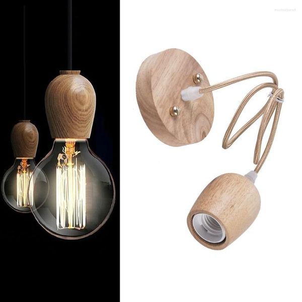 Подвесные лампы деревянные светодиодные шнурные кофейные стойки столовая лампочка лампочка
