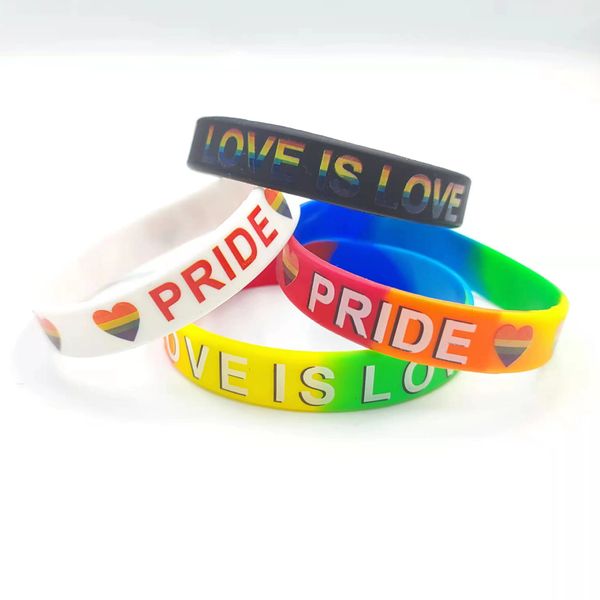 Braccialetto arcobaleno in silicone LGBT da 10 stili Favore di partito Braccialetto colorato Braccialetti Gay Lesbian Pride