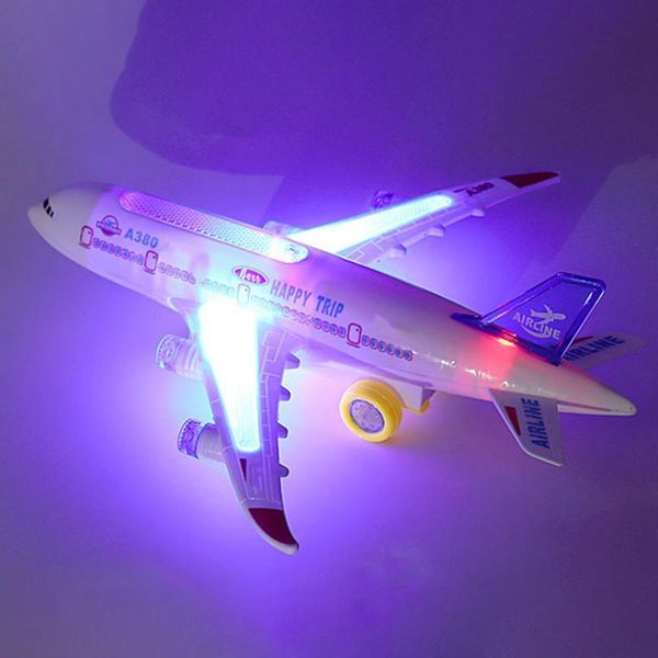 ElectricRC самолета самолетов Игрушка ручной способности Kids Toy 360 Ротация Электрический A380 Самолет движущийся мигающие огни Модель игрушки для детей 230616