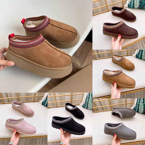 Tasman Tazz Australian Platform Slipper Designer каштановый мех пушистые слайды Австралия снежной ботинок мужчина Suede Ultra Mini Boots Boots Размер 43