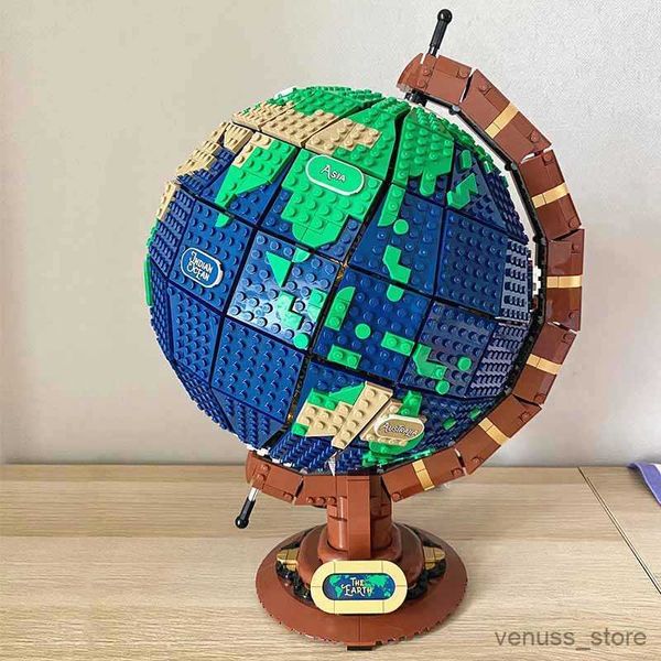 Blocks Idéias mundiais mapa Globo Earth 2585 Assembléia Bloco Modelo Modelo Toys Educacional Compatível Para Criança Presente R230617