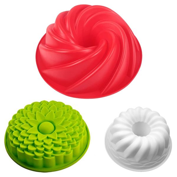 Moldes de cozimento 6895 em forma de bolo molde de silicone antiaderente feliz aniversário com design em espiral adequado para festa de aniversário de pão de geléia 230616