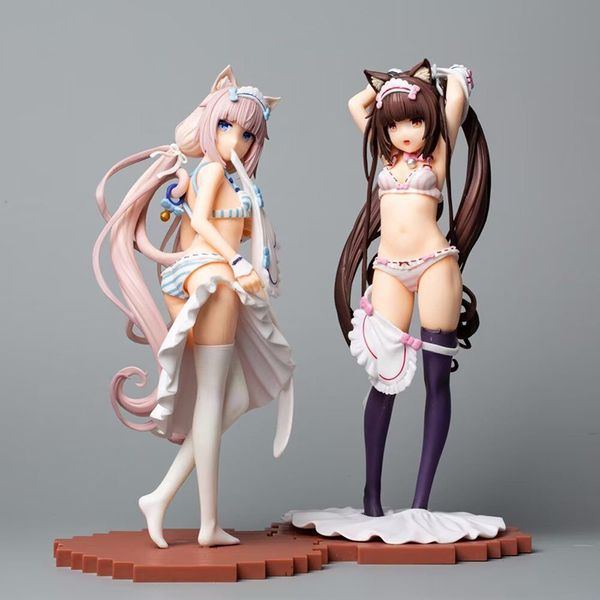 Aktionsspielfiguren PLUM NekoPara Chocola Vanilla Dress Up Time PVC-Actionfigur im Maßstab 17, Anime-Figur, Modellspielzeug, Sammlung, Puppengeschenk, 230616