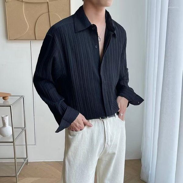 Camicie casual da uomo Camicia elegante da uomo d'affari a maniche lunghe di alta qualità nera setosa Versione coreana sexy matura Allentato Facile da pulire