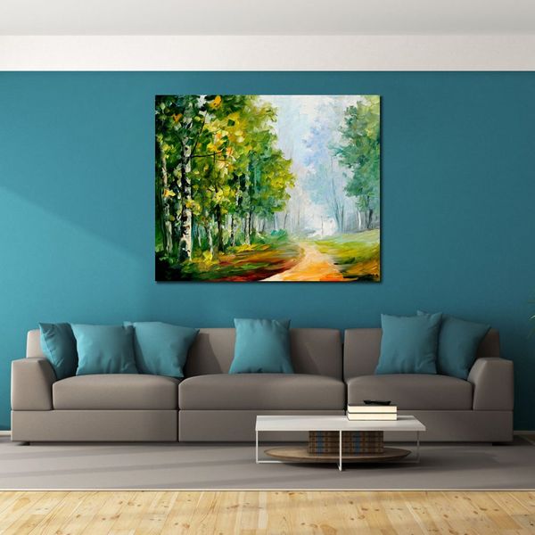 Textured Canvas Art Cityscapes Summer Forest Ii Handmade Knife Dipinti ad olio Decorazioni da parete contemporanee