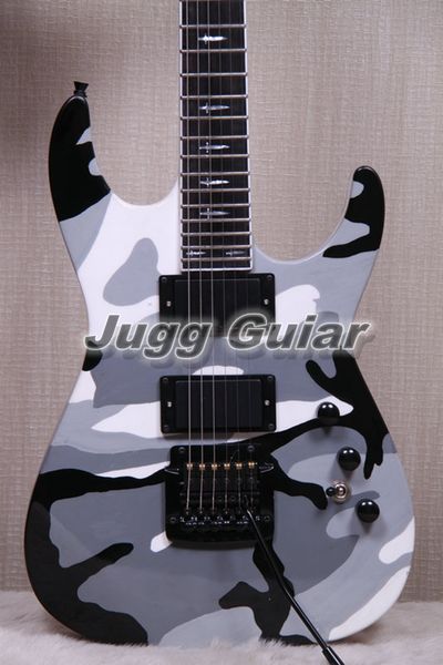 Seltene Handarbeit Jeff Hannem Signature Urban Camo E-Gitarre H Dagg Inlay China EMG Pickups 9V Batteriekasten Schwarze Hardware Whammy Bar