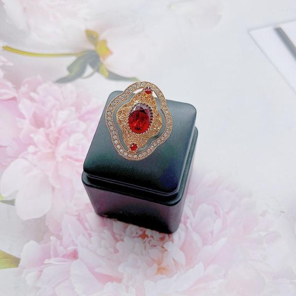 Küme halkaları neovisson bayanlar favori hediye altın rengi Arap etnik fas yuvarlak çiçek düğün parmak ücretsiz romantik