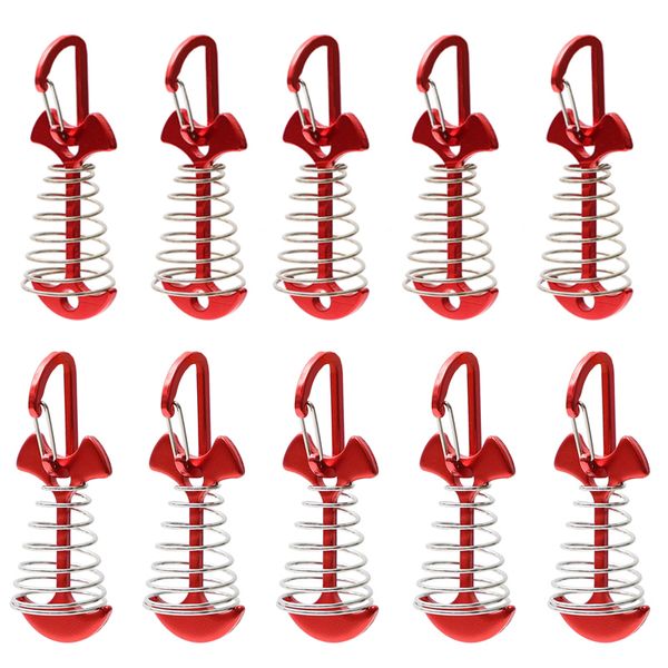 Gadget da esterno 510PCS Primavera a lisca di pesce Picchetti per tenda Tenda da sole Ancora Fibbia per corda a vento con moschettone Chiodi fissi Ganci da campeggio 230617