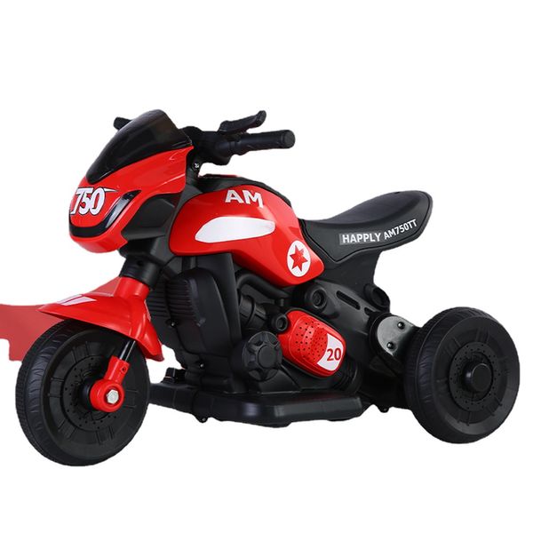 Motocicleta elétrica infantil triciclo com música leve corrida recarregável passeio infantil em carro passeio ao ar livre brinquedo moto para bebê