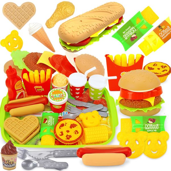 Cucine Gioca cibo Bambini Simulazione Cucina giocattolo Finta cucina Hamburger cane Patatine fritte Pizza Educazione precoce Giocattoli per ragazze Bambini 230617