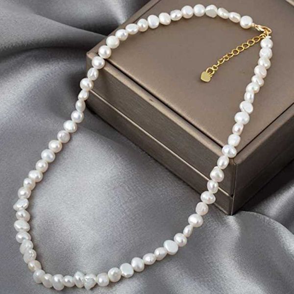 Perlenketten Echte natürliche barocke Süßwasserperlen-Choker-Halskette für Frauen-Mädchen-Geschenk Beliebt Aa 8 9 mm Schmuck Hengsheng 230613
