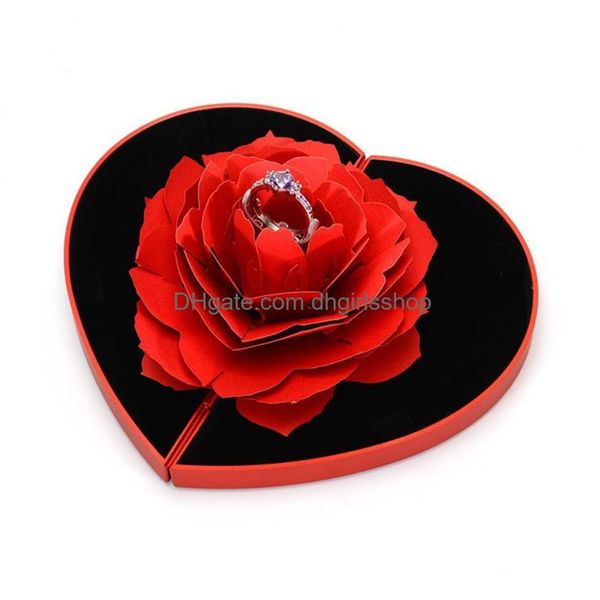 Scatole per gioielli Love Heart Shape Proposal Ring Display Holder Box Custodia Drop Delivery Packaging Dh938