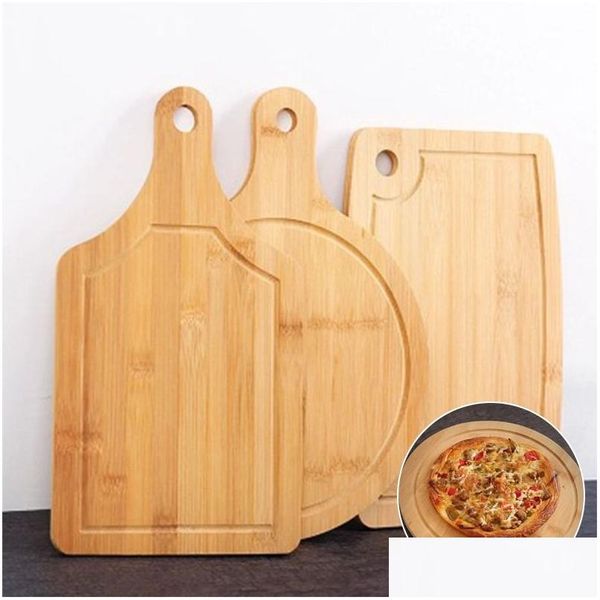 Taglieri Tritare Rotondo Tagliere In Legno Cucina Con Manico In Legno Massello Cibo Pizza Pane Frutta Può Appendere Goccia Consegna Casa Ga Dhde3