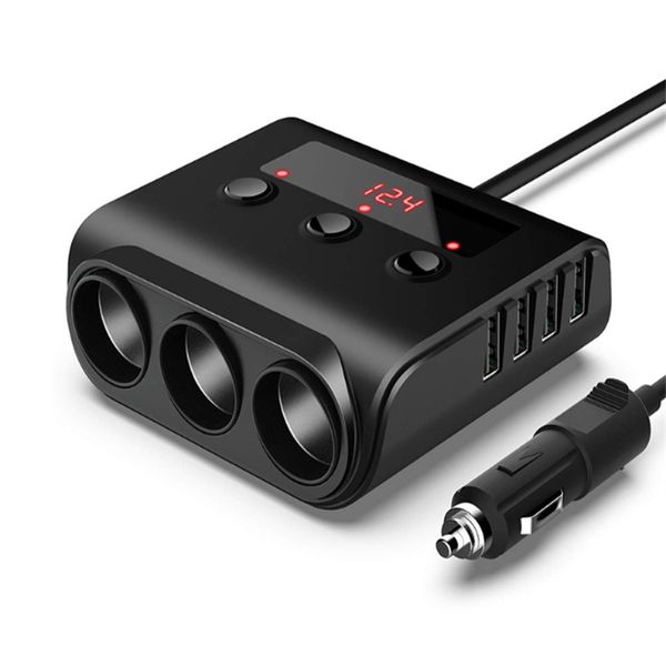 VR robot 12-24V Auto-Zigarettenanzünder-Splitter Auto-Ladegerät mit EIN/AUS-Schalter 4 Ports USB-Ladegerät für GPS-Handy