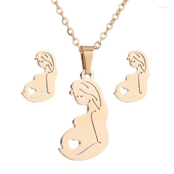 Collana Orecchini Set 10 Pezzi Donna Incinta Madre Figlia In Acciaio Inossidabile Per Regalo Di Giorno