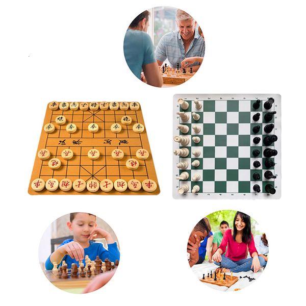 Шахматные игры китайская / шахматная короткая плюшевая кожаная шахматная доска деревянная шахматная доска международная стандартная китайская шахматная игра 230617