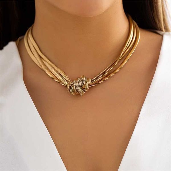 Anhänger Halsketten Punk Chunky Chian Geknotete Kurze Chokerhalskette für Frauen Trendy Statement Dicke Kette Hals 2023 Modeschmuck Kragen 230613