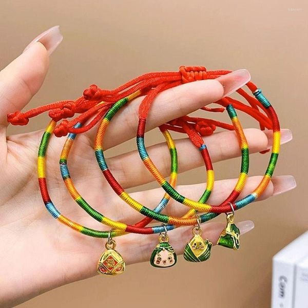 Braccialetti di collegamento Braccialetto colorato della treccia della corda di stile cinese Festival della barca del drago Bella piccola mano dei bambini di Zongzi