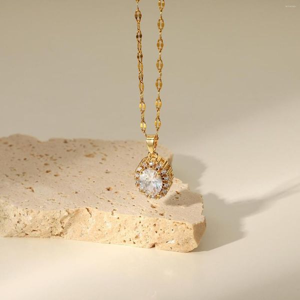 Подвесные ожерелья дорогая жизнь модная легкая роскошная ниша из циркония ожерелье Универсальное титановое сталь.